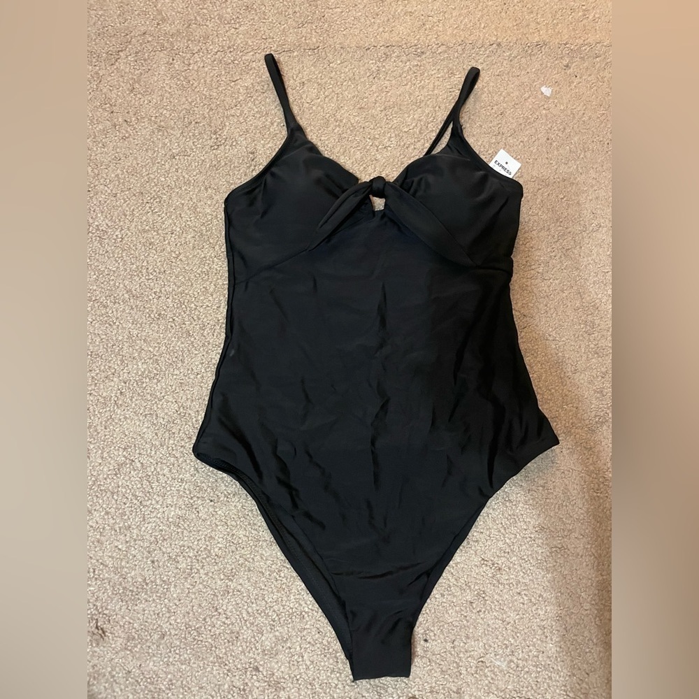 Express Black Tie up front one piece Swim suit‎ size Small NWT